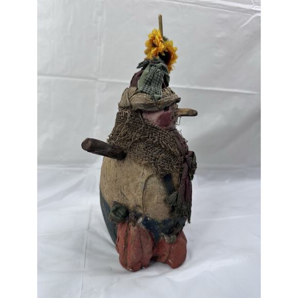 Arlene Wobler Primitive Folk Art Snowman Chalkware Sunflower Floral Scarecrow - Picture 3 of 6